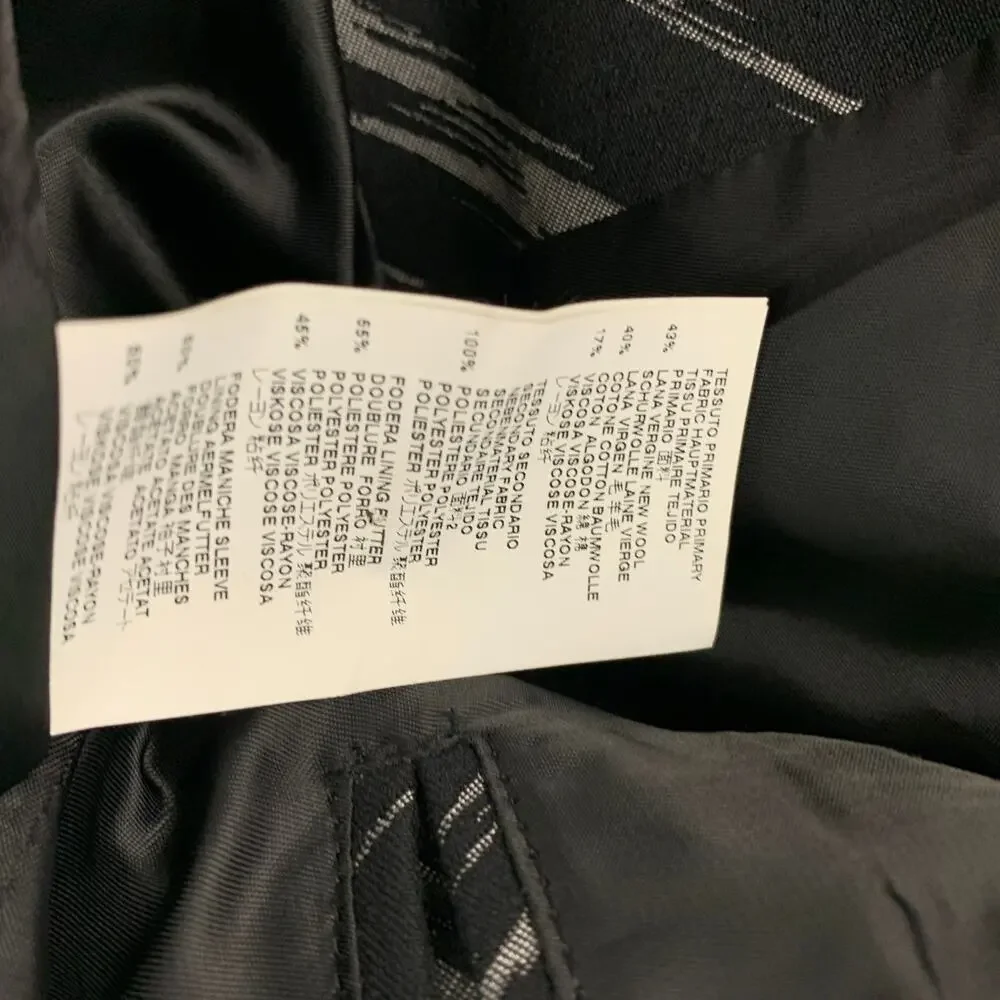 JUST CAVALLI Size 38 Black Grey Jacquard Wool Blend Peak Lapel Sport Coat